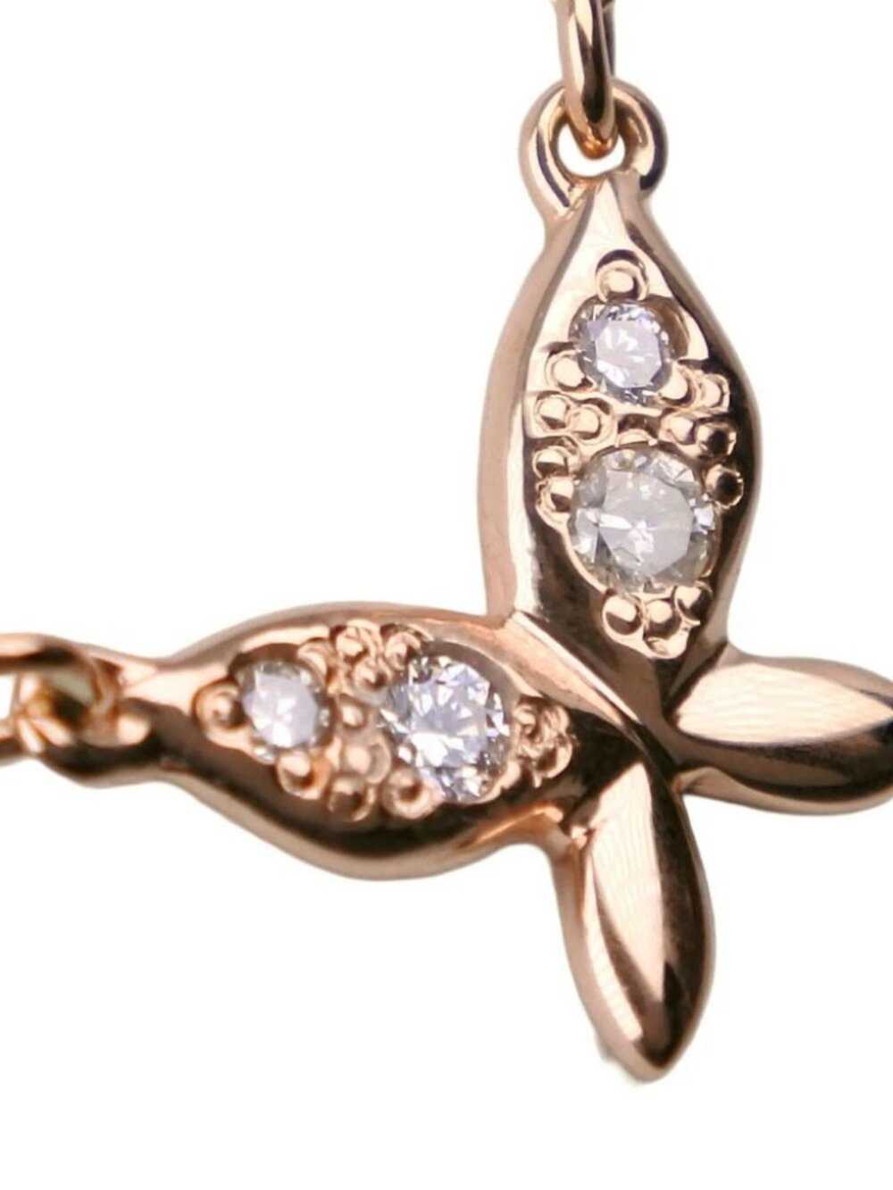 agete butterfly Necklace Butterfly K10 yellow gold/diamond butterfly 1.3g ...